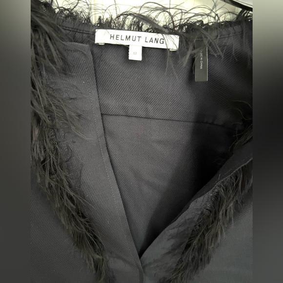 Helmut Lang very dark blue Silk blouse with feathers trimmings. - Picture 4 of 7